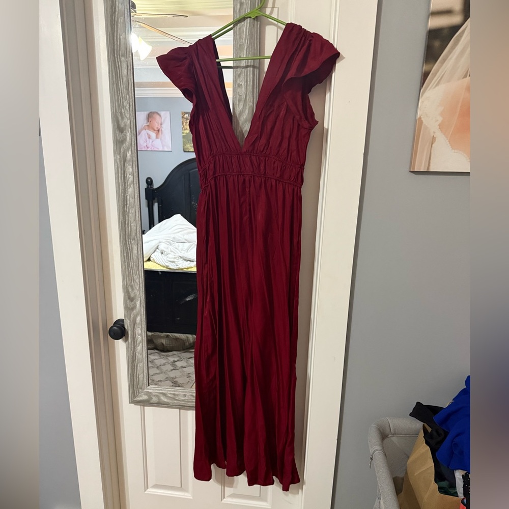 Red/Maroon Midi Dress